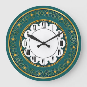 Art Deco Grön Stor Klocka