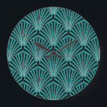 Art Deco: grönt fläkt mönster. Stor Klocka<br><div class="desc">Art Deco Stil dekorativt Mönster med Grönt Fläkt formade motiv. Vintage Art Deco Upprepa Patten Design Witch Arched Black and Grönt Rand Art Deco glamor i grönt fläkt motifs. Svart och grönt rand ram vintage elegance. Art Deco elegance med grönt fläkt motiv. Klassisk charm i ett modernt sammanhang: sömlös, vintage,...</div>