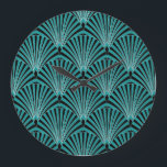 Art Deco: grönt fläkt mönster. Stor Klocka<br><div class="desc">Art Deco Stil dekorativt Mönster med Grönt Fläkt formade motiv. Vintage Art Deco Upprepa Patten Design Witch Arched Black and Grönt Rand Art Deco glamor i grönt fläkt motifs. Svart och grönt rand ram vintage elegance. Art Deco elegance med grönt fläkt motiv. Klassisk charm i ett modernt sammanhang: sömlös, vintage,...</div>
