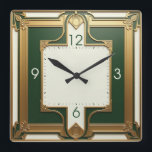 Art Deco-Grönt Fyrkantig Klocka<br><div class="desc">Underbar klockdesign. Du kommer att kärlek det som andra. Du kan fritt använda den här designen för andra produkter som du gillar eller anpassa och lägga till texten. Följ mig för mer. Tack. Ha en trevlig dag.</div>
