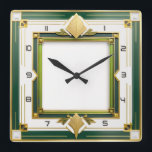 Art Deco-Grönt Fyrkantig Klocka<br><div class="desc">Underbar klockdesign. Du kommer att kärlek det som andra. Du kan fritt använda den här designen för andra produkter som du gillar eller anpassa och lägga till texten. Följ mig för mer. Tack. Ha en trevlig dag.</div>