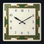 Art Deco-Grönt Fyrkantig Klocka<br><div class="desc">Underbar klockdesign. Du kommer att kärlek det som andra. Du kan fritt använda den här designen för andra produkter som du gillar eller anpassa och lägga till texten. Följ mig för mer. Tack. Ha en trevlig dag.</div>