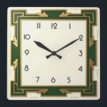 Art Deco-Grönt Fyrkantig Klocka<br><div class="desc">Underbar klockdesign. Du kommer att kärlek det som andra. Du kan fritt använda den här designen för andra produkter som du gillar eller anpassa och lägga till texten. Följ mig för mer. Tack. Ha en trevlig dag.</div>