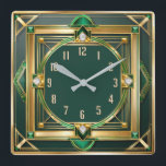 Art Deco-Grönt Fyrkantig Klocka<br><div class="desc">Underbar klockdesign. Du kommer att kärlek det som andra. Du kan fritt använda den här designen för andra produkter som du gillar eller anpassa och lägga till texten. Följ mig för mer. Tack. Ha en trevlig dag.</div>