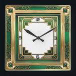 Art Deco-Grönt Fyrkantig Klocka<br><div class="desc">Underbar klockdesign. Du kommer att kärlek det som andra. Du kan fritt använda den här designen för andra produkter som du gillar eller anpassa och lägga till texten. Följ mig för mer. Tack. Ha en trevlig dag.</div>