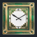 Art Deco-Grönt Fyrkantig Klocka<br><div class="desc">Underbar klockdesign. Du kommer att kärlek det som andra. Du kan fritt använda den här designen för andra produkter som du gillar eller anpassa och lägga till texten. Följ mig för mer. Tack. Ha en trevlig dag.</div>