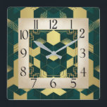 Art Deco-Grönt Fyrkantig Klocka<br><div class="desc">Underbar klockdesign. Du kommer att kärlek det som andra. Du kan fritt använda den här designen för andra produkter som du gillar eller anpassa och lägga till texten. Följ mig för mer. Ha en trevlig dag.</div>