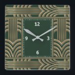 Art Deco-grönt Fyrkantig Klocka<br><div class="desc">Underbar klockdesign. Du kommer att kärlek det som andra. Du kan fritt använda den här designen för andra produkter som du gillar eller anpassa och lägga till texten. Följ mig för mer. Tack. Ha en trevlig dag.</div>