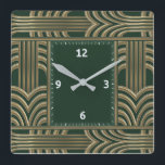 Art Deco-grönt Fyrkantig Klocka<br><div class="desc">Underbar klockdesign. Du kommer att kärlek det som andra. Du kan fritt använda den här designen för andra produkter som du gillar eller anpassa och lägga till texten. Följ mig för mer. Tack. Ha en trevlig dag.</div>