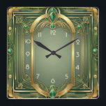 Art Deco-Grönt Fyrkantig Klocka<br><div class="desc">Underbar klockdesign. Du kommer att kärlek det som andra. Du kan fritt använda den här designen för andra produkter som du gillar eller anpassa och lägga till texten. Följ mig för mer. Tack. Ha en trevlig dag.</div>