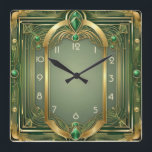 Art Deco-Grönt Fyrkantig Klocka<br><div class="desc">Underbar klockdesign. Du kommer att kärlek det som andra. Du kan fritt använda den här designen för andra produkter som du gillar eller anpassa och lägga till texten. Följ mig för mer. Tack. Ha en trevlig dag.</div>