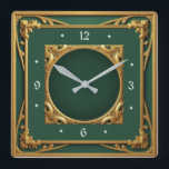 Art Deco-Grönt Fyrkantig Klocka<br><div class="desc">Underbar klockdesign. Du kommer att kärlek det som andra. Du kan fritt använda den här designen för andra produkter som du gillar eller anpassa och lägga till texten. Följ mig för mer. Tack. Ha en trevlig dag.</div>