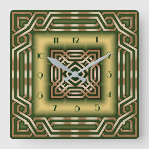 Art Deco-grönt Fyrkantig Klocka