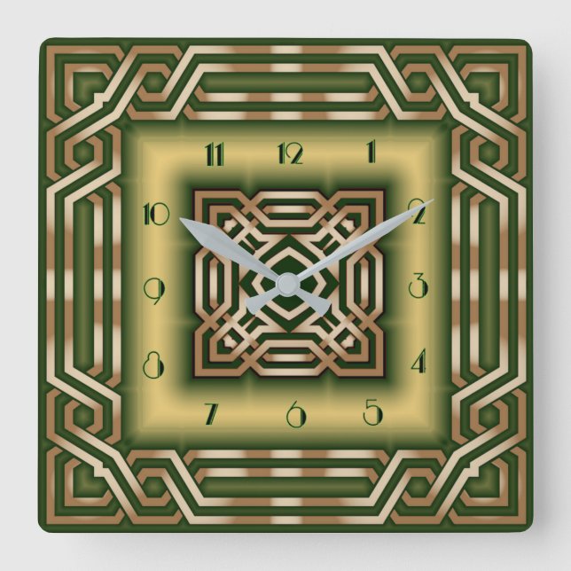 Art Deco-grönt Fyrkantig Klocka (Framsida)