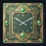 Art Deco-Grönt Fyrkantig Klocka<br><div class="desc">Underbar klockdesign. Du kommer att kärlek det som andra. Du kan fritt använda den här designen för andra produkter som du gillar eller anpassa och lägga till texten. Följ mig för mer. Tack. Ha en trevlig dag.</div>
