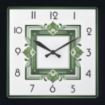 Art Deco-Grönt Fyrkantig Klocka<br><div class="desc">Underbar klockdesign. Du kommer att kärlek det som andra. Du kan fritt använda den här designen för andra produkter som du gillar eller anpassa och lägga till texten. Följ mig för mer. Tack. Ha en trevlig dag.</div>