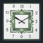 Art Deco-Grönt Fyrkantig Klocka<br><div class="desc">Underbar klockdesign. Du kommer att kärlek det som andra. Du kan fritt använda den här designen för andra produkter som du gillar eller anpassa och lägga till texten. Följ mig för mer. Tack. Ha en trevlig dag.</div>