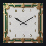 Art Deco-Grönt Fyrkantig Klocka<br><div class="desc">Underbar klockdesign. Du kommer att kärlek det som andra. Du kan fritt använda den här designen för andra produkter som du gillar eller anpassa och lägga till texten. Följ mig för mer. Tack. Ha en trevlig dag.</div>