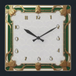 Art Deco-Grönt Fyrkantig Klocka<br><div class="desc">Underbar klockdesign. Du kommer att kärlek det som andra. Du kan fritt använda den här designen för andra produkter som du gillar eller anpassa och lägga till texten. Följ mig för mer. Tack. Ha en trevlig dag.</div>