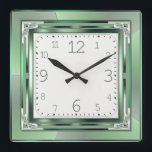 Art Deco-grönt Fyrkantig Klocka<br><div class="desc">Underbar utformning. Du kommer att kärlek det som andra. Du kan fritt använda designen för andra produkter eller lägga till text. Följ mig för mer. Tack. Ha en trevlig dag.</div>