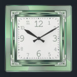 Art Deco-grönt Fyrkantig Klocka<br><div class="desc">Underbar utformning. Du kommer att kärlek det som andra. Du kan fritt använda designen för andra produkter eller lägga till text. Följ mig för mer. Tack. Ha en trevlig dag.</div>