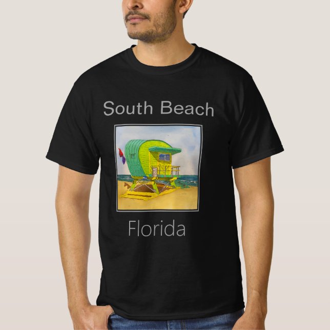 Art Deco Grönt Lifeguard Torn South Beach T Shirt (Framsida)