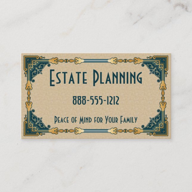 Art Deco-Grönt och Guld-Professionell Visitkort (Framsida)