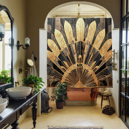 Art Deco Guld Black din monogram Sunburst Motif