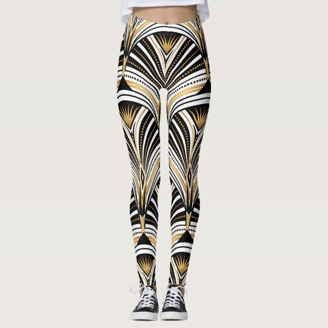 Art Deco Guld Black Elegance: Ungdom för Europa Leggings (Framsida)