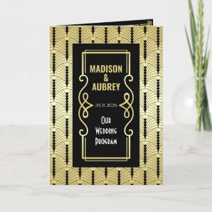 Art Deco Guld Black Entourage Order of Ceremony Program