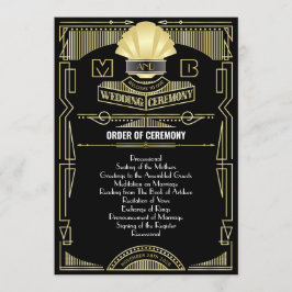 Art Deco Guld Black Entourage Order of Ceremony Program