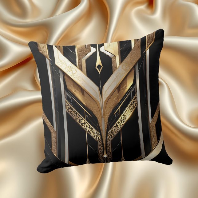 Art Deco Guld Black Geometric Design Kudde (Skapare uppladdad)
