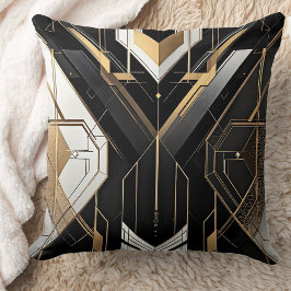 Art Deco Guld Black Geometric Kor Design Kudde