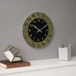 Art Deco Guld Black Grekiska Guld-markeringarna Ny Stor Klocka