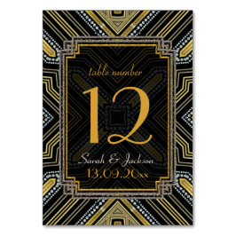 Art Deco Guld Black Guest Namn Bordsnummer