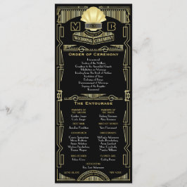 Art Deco Guld Black Order of Ceremony Entourage Program