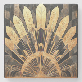 Art Deco Guld Black sunburst Motif Stenunderlägg