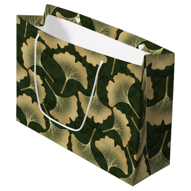 Art Deco Guld Botaniskt Mönster (Framsidan Vinklad)