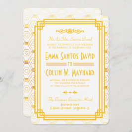 Art Deco Guld bröllopsinbjudningar Inbjudningar