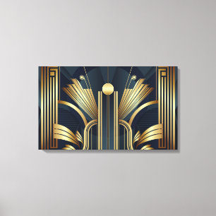 Art Deco Guld Canvastryck