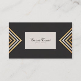 Art Deco Guld Chevron Modern Svart Geometrisk Visitkort