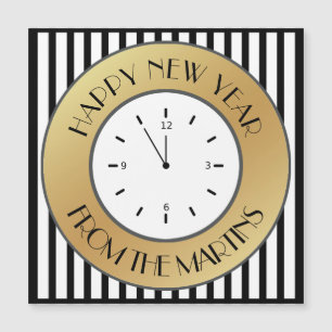 Art Deco Guld Clock och Rand Gott nytt år