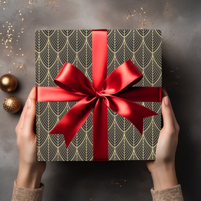 Art Deco Guld Elegant Scales Scallop Mönster Presentpapper (Skapare uppladdad)