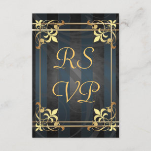 Art Deco Guld Filigree Black Osa Kort