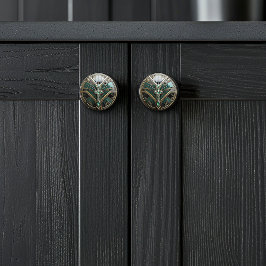 Art Deco Guld Filigree Emerald Grönt och Black Knopp