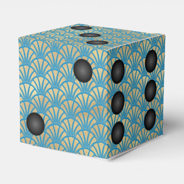 Art Deco Guld Fläkt Dice eller Die Casino Party Presentaskar (Baksidan Sidan)