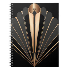 Art Deco Guld Fläkt Geometrisk Elegans Anteckningsbok