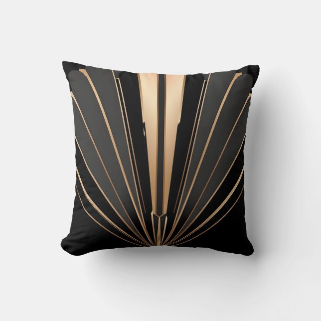 Art Deco Guld Fläkt Geometrisk Elegans Kudde (Framsida)