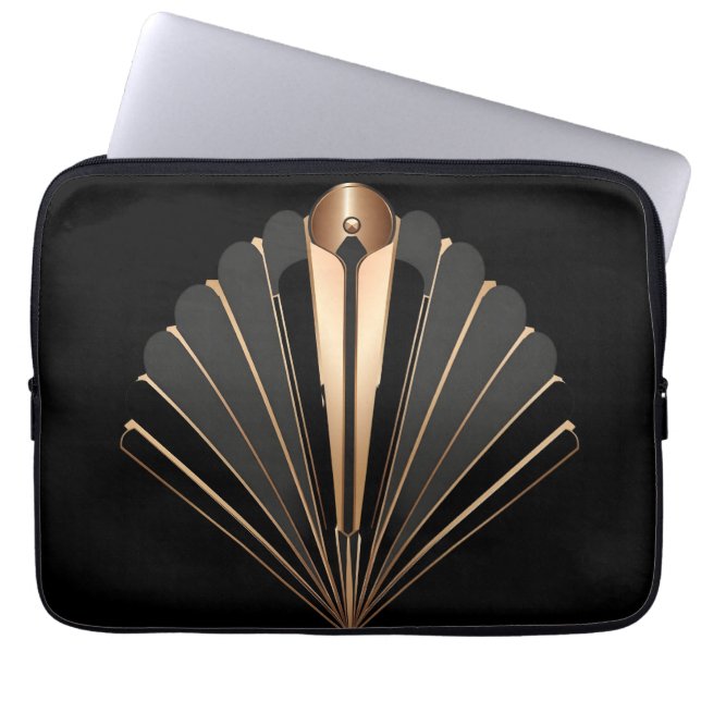 Art Deco Guld Fläkt Geometrisk Elegans Laptop Fodral (Framsidan)