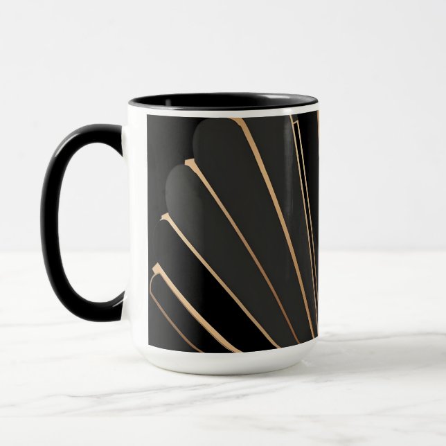 Art Deco Guld Fläkt Geometrisk Elegans Mugg (Vänster)